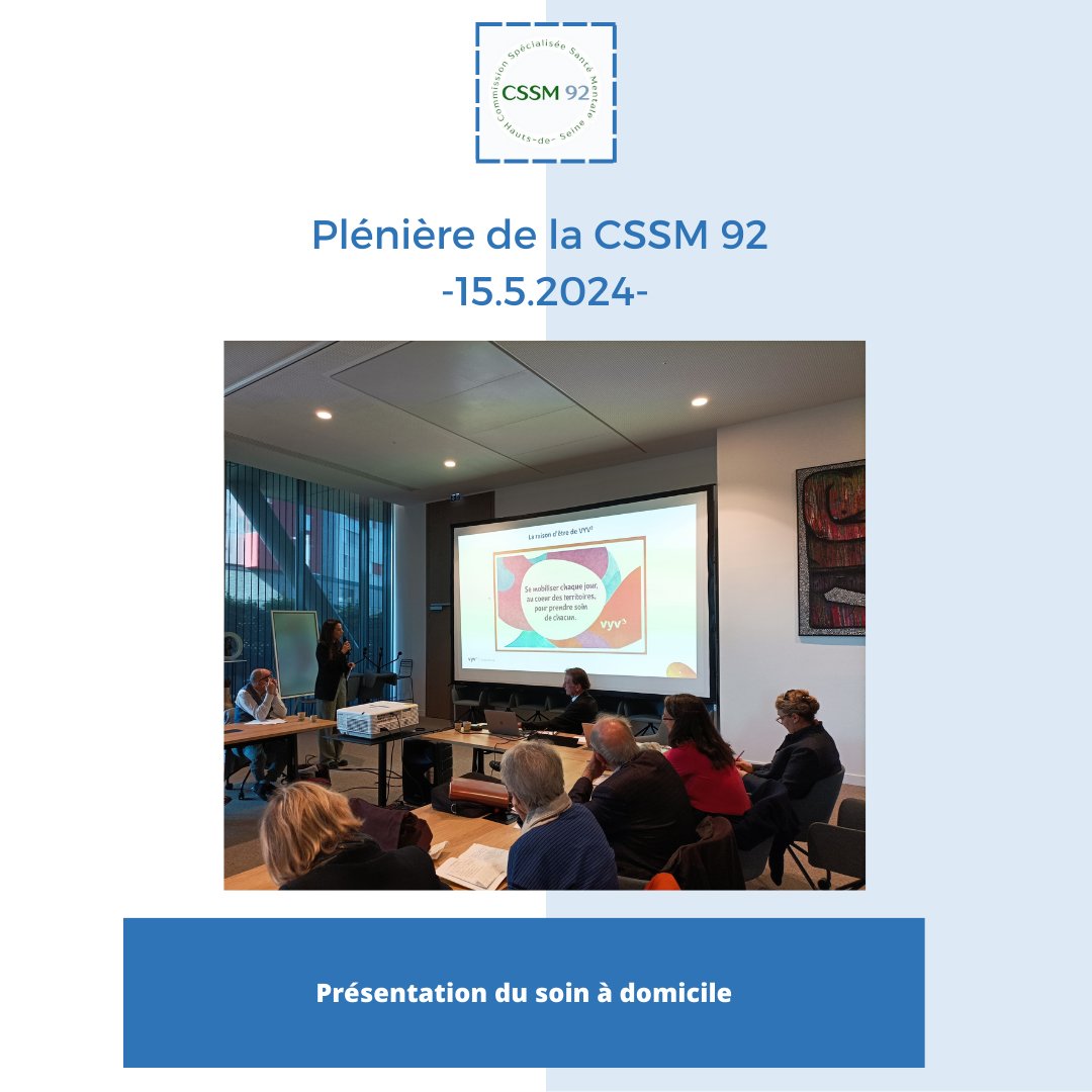 PTSM_92's tweet photo. Session plénière de la CSSM92 le 15/05/2024 - échange sur le soin à domicile avec VYV3 et la dépendance chez le sujet âgé avec ICOPE.

Nous remercions les participants ainsi que Narimen Bendjafer, Aurore Merigou &amp; Sara Boulil pour les présentations !
#Hautsdeseine #santé  #PTSM92 https://t.co/hW3LbT3QWF