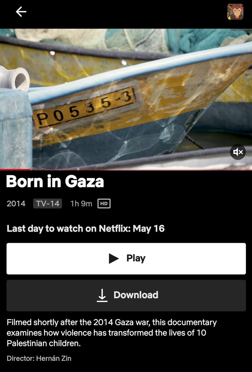 Netflix is removing popular documentary 'Born in Gaza' today. Wow. 

Please watch it before it's gone.