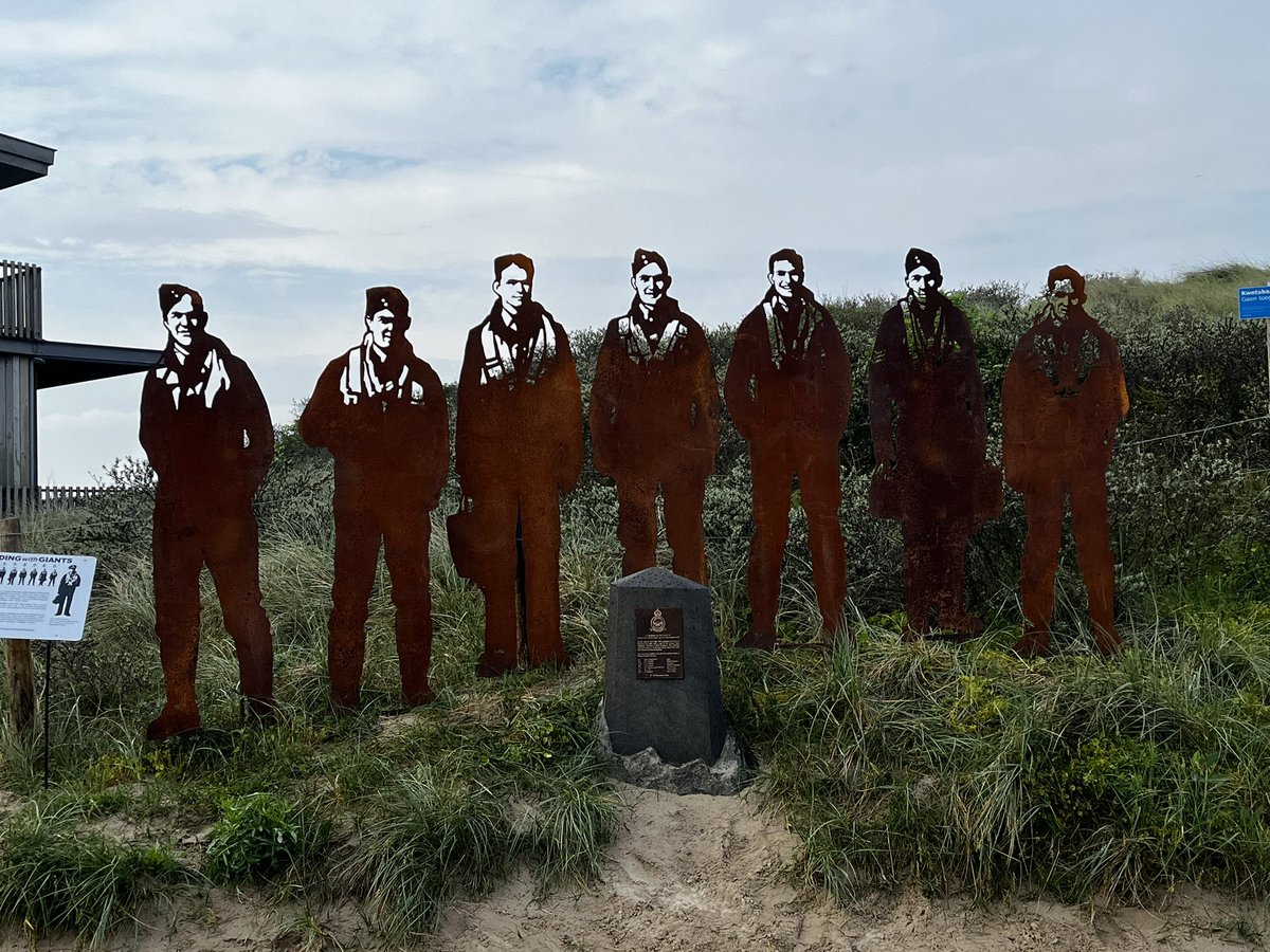 An emotional moment as Dinghy Young and his crew return to the spot they were washed up returning from the Dambuster raid 81 years later. #becauseweremember