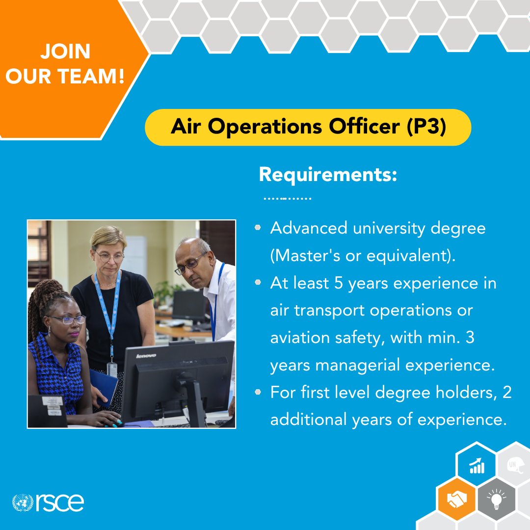 📢Job Alert

We are hiring an Air Operations Officer (P3)

📌 Entebbe, Uganda
✅ Deadline: 13 June 2024

For more details: rsce.unmissions.org/file/3605/down…

#unjobs #uncareers #jobalert