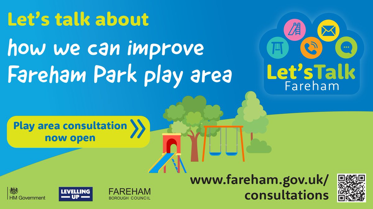 💭 You have until 28 May to have your say on improvements to Fareham Park play and recreational facilities! You can join our 'Let's Talk Fareham' Facebook group here 👇 facebook.com/groups/8673783… Or have your say here 👇 online1.snapsurveys.com/interview/b1b1…