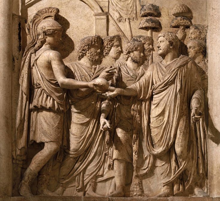 Hadrian's adventus to Rome. Panel from honorary Arch, Capitoline Museum Rome.