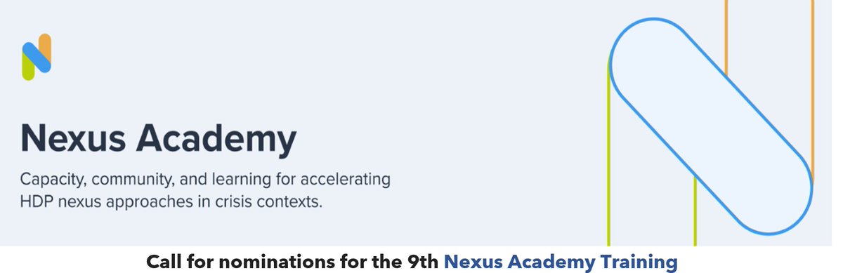 📢Call for Applications - 9th cohort Nexus Academy The training aims to promote understanding & use of appropriate tools, strengthen linkages between staff levels & equip personnel with skills and networks for implementing #nexus approaches. 📅3 June👇 forms.office.com/pages/response…