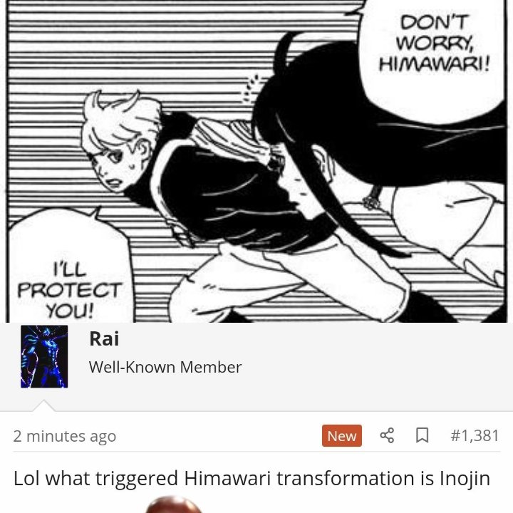 Dark_rebiek2's tweet photo. What triggered Himawari's transformation was seeing Inojin injured.
Inojin is very important to Himawari, so much so that he ends up transforming just because he got hurt. It reminded me of the past. 🤭
#himawariuzumaki #BorutoTwoBlueVortex10 #spoileralert https://t.co/xh2lySGSdi