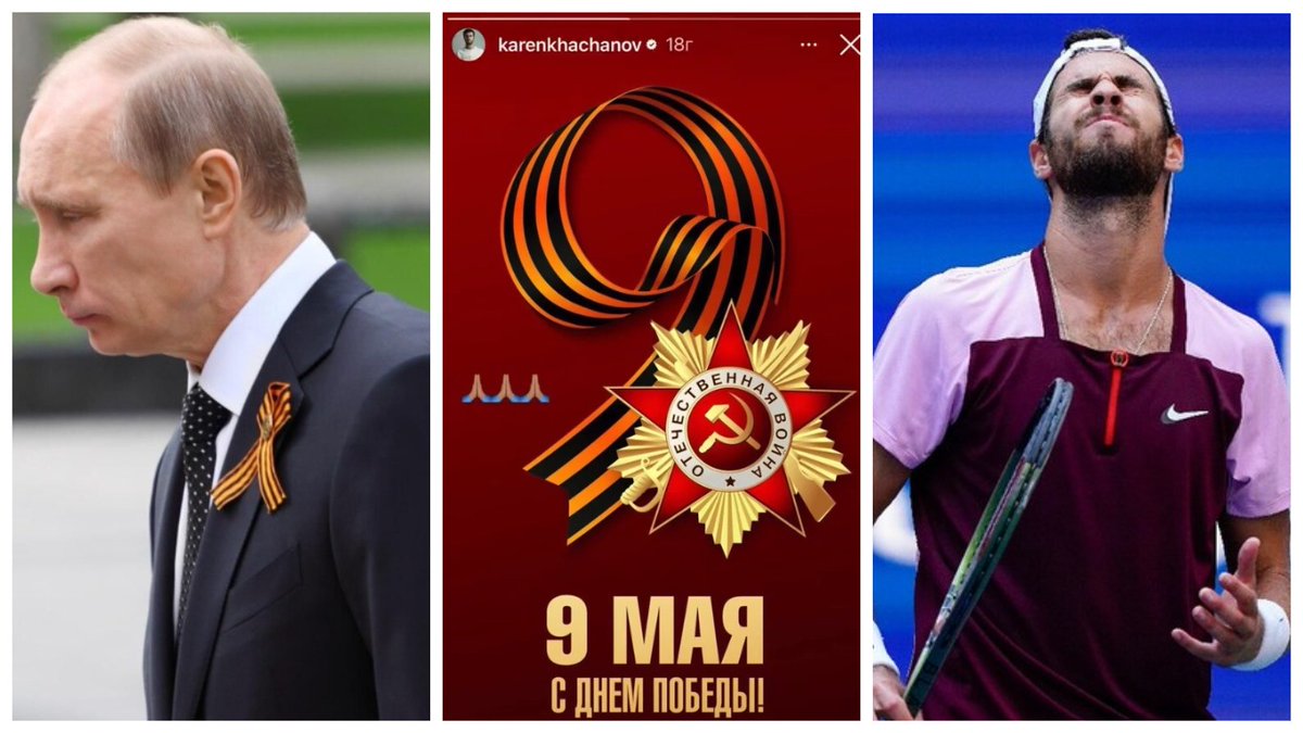 Saint George's ribbon is a Russian military symbol and a symbol of Russian aggression against Ukraine
 
Russian tennis player Khachanov posted an image of the military symbol - St. George's ribbon.
 
The publication of such symbols is the violation of IOC’s recommendations.