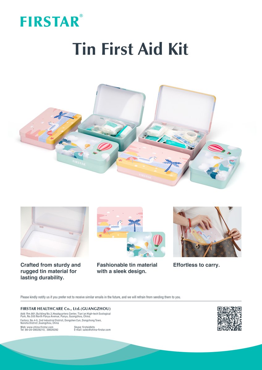 #Firstar Tin First Aid Kit

Made of tin material with fashion design, containing essential first aid items that can be used to deal with small injuries. It is portable, ease to carry and can be used in home, office, outdoor and traveling.

#firstaidkit #plasters #healthcare