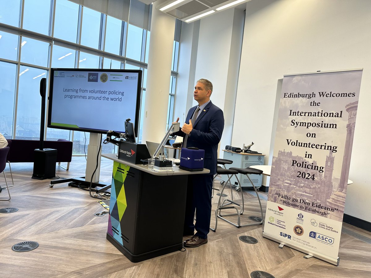 Commencing day two of the International Symposium on volunteering in policing in Edinburgh. Hearing from France, Estonia, the Netherlands, Republic of Ireland, Germany and Malaysia this morning.