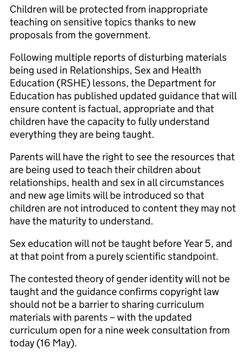 The average age for girls (not ‘pupils’) to get their first period is 12. The Government isn’t ‘banning’ education about puberty, it’s protecting children from inappropriate sexualised content. Anyone objecting to this needs their motives questioning. gov.uk/government/new…