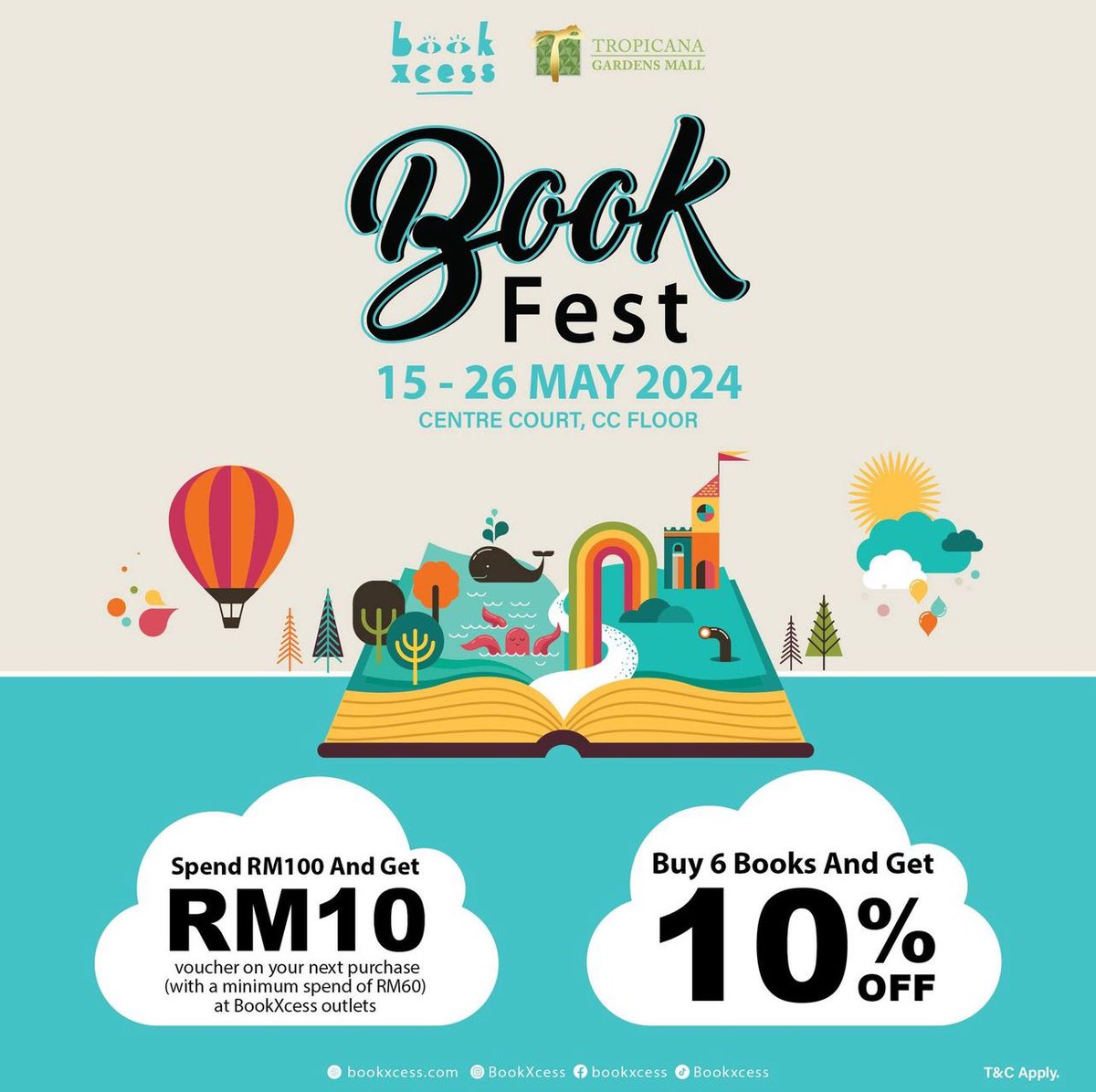 Get 10% off when you purchase 6 books or more at the BookXcess Book Fest at Tropicana Gardens Mall. We are also giving out vouchers worth RM10! Check out the variety of genres & titles available. Date: 15 May - 26 May 2024 Location: Center Court CC Floor Tropicana Gardens Mall