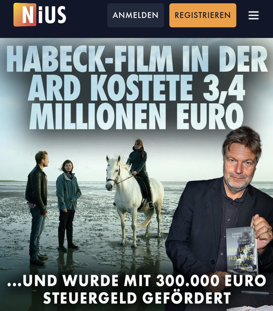 Geschmeidige 3,4 Millionen Euro hat Habecks Propagandafilm in der ARD die Gebühren- und Steuerzahler gekostet. nius.de/news/erst-fuen…