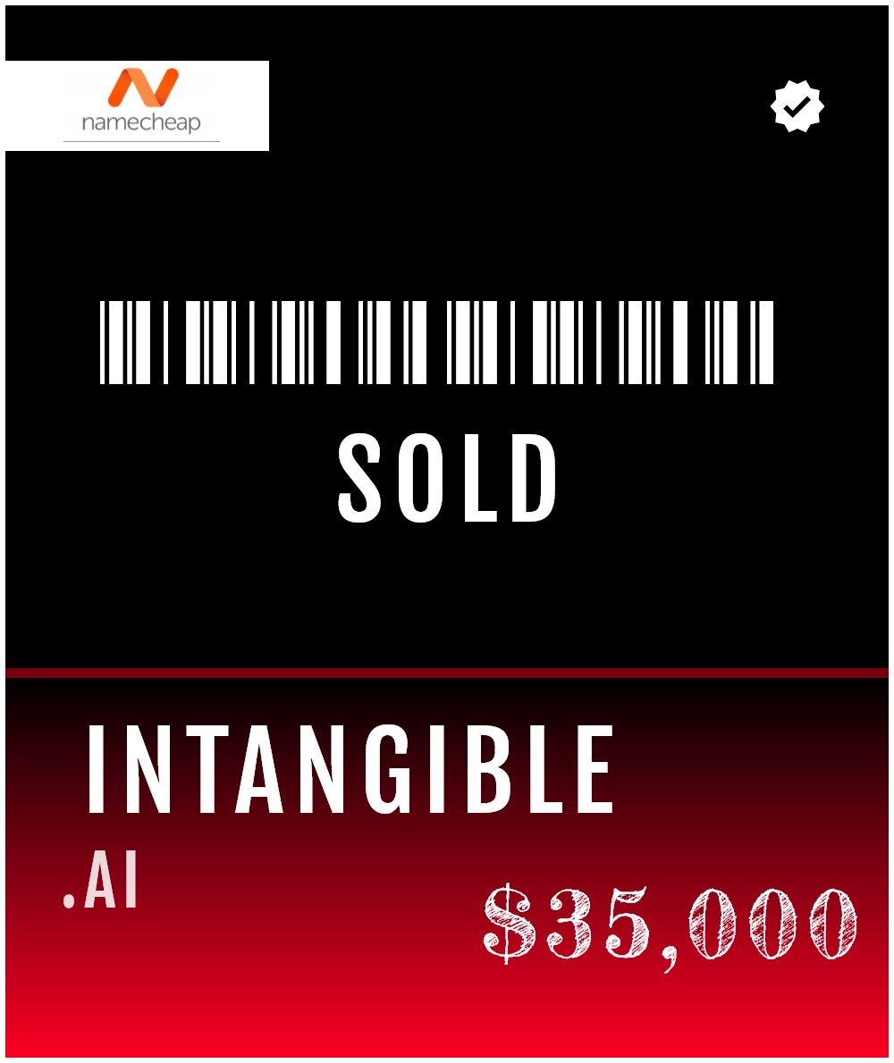 🟥 intangible.ai Sold For $35,000 at Namecheap.