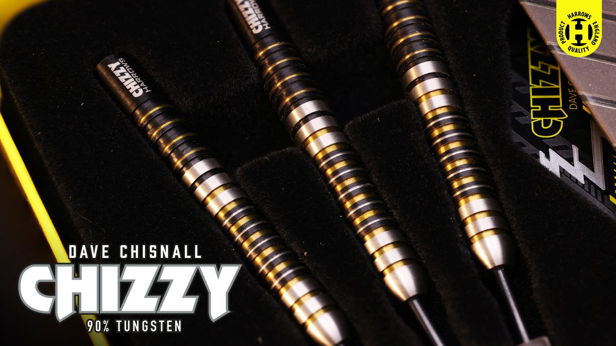 Chizzy Series 1

Chizzy's first signature Harrows darts feature deep, square-cut grooves along the length of the barrel and are finished with a metallic gold coating, together with black titanium nitride finish and re-cut silver sections.

#MadeInEngland #DefyLimits