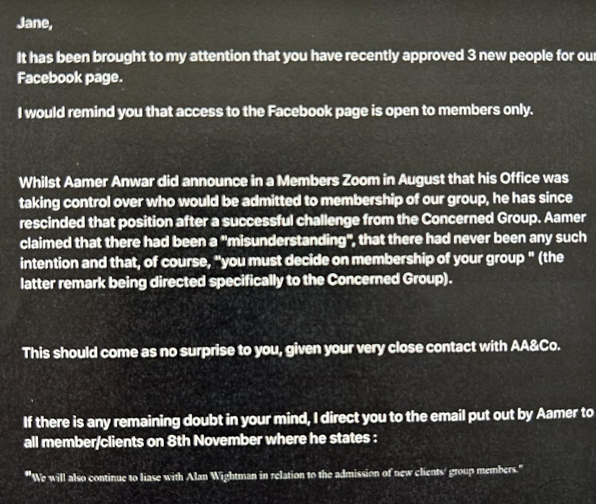 I received a copy of my file from Aamer Anwar Co and read at least some of the background to my engineered removal from the Scottish Covid Bereaved Group and Taxpayer funded Legal representation at the Scottish Covid’s Inquiry. I upset the Management @AamerAnwar @covidinquirysco