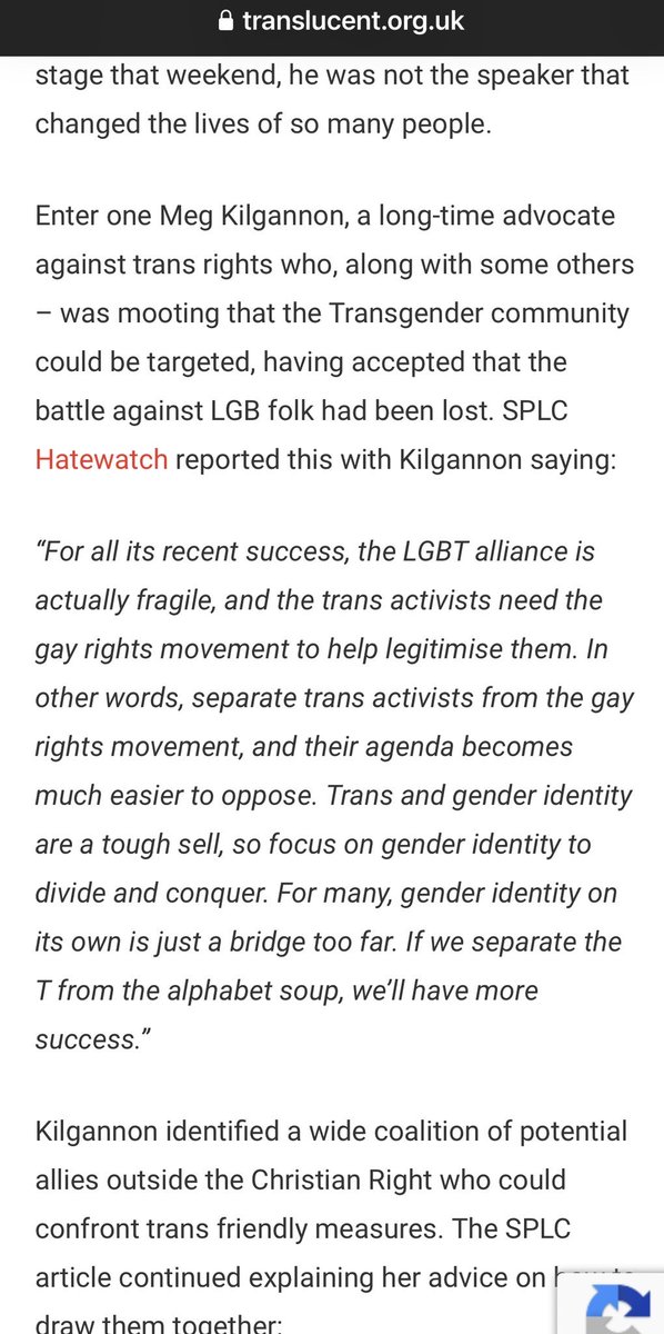 This speech is the root of ALL trans hysteria you see every day in the UK. Was given at a US conference where attendees were told to separate the T first. Note the intro “…the LGBT Alliance is actually fragile.” Low and behold what gets launched afterwards - LGB Alliance