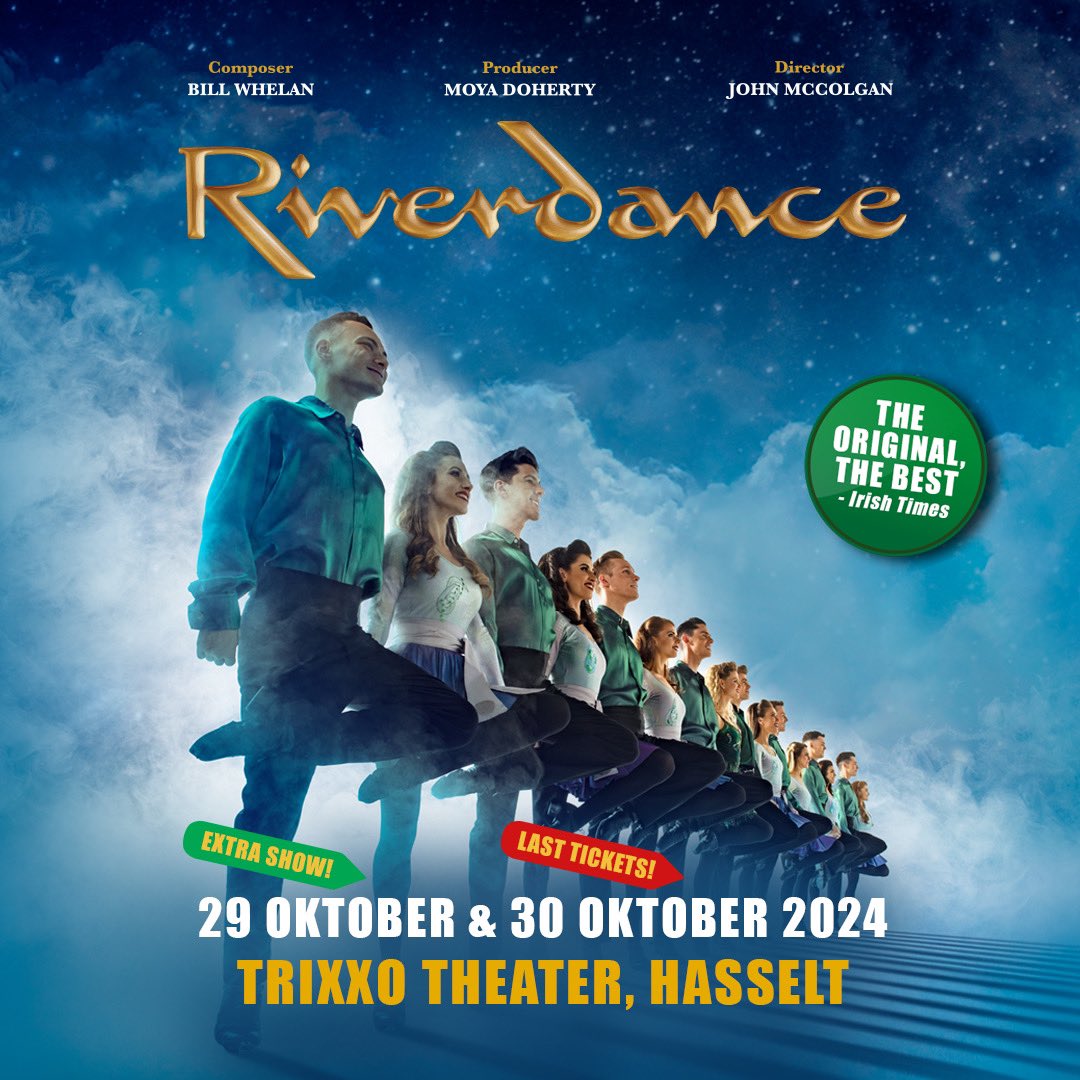 Due to the overwhelming demand, we are adding an extra show of Riverdance at the Trixxo Theater in Hasselt on 29th of October, 2024! There are also limited tickets left for the show on the 30th of October! Book your tickets now! ✨ 🎟️Tickets: ticketmaster.be/event/61975?la…