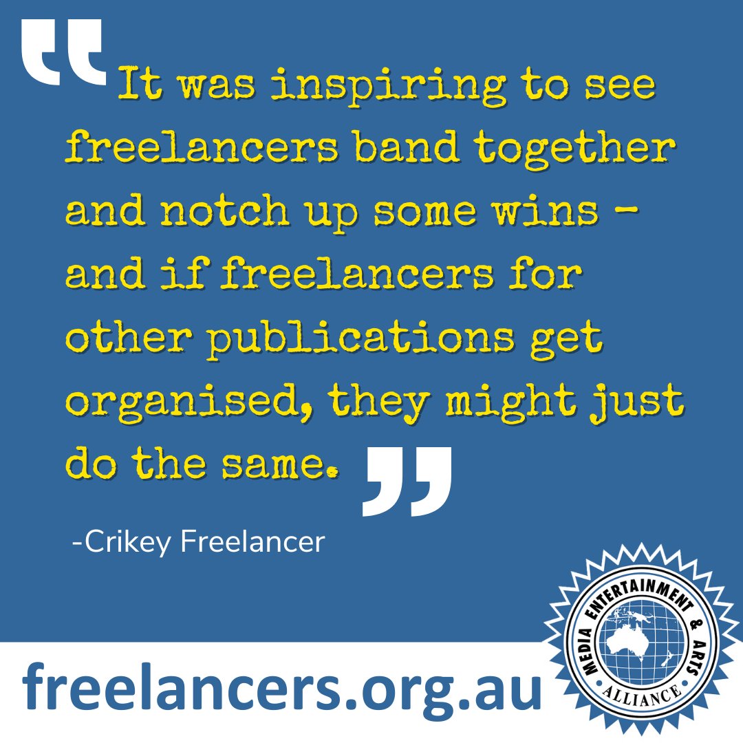 MEAA members at Private Media, publisher of Crikey, Smart Company and The Mandarin, worked together to win a freelance agreement late last year.
We want to do the same for freelancers across the industry.
freelancers.org.au
#FairGo4Freelancers #MEAAmedia