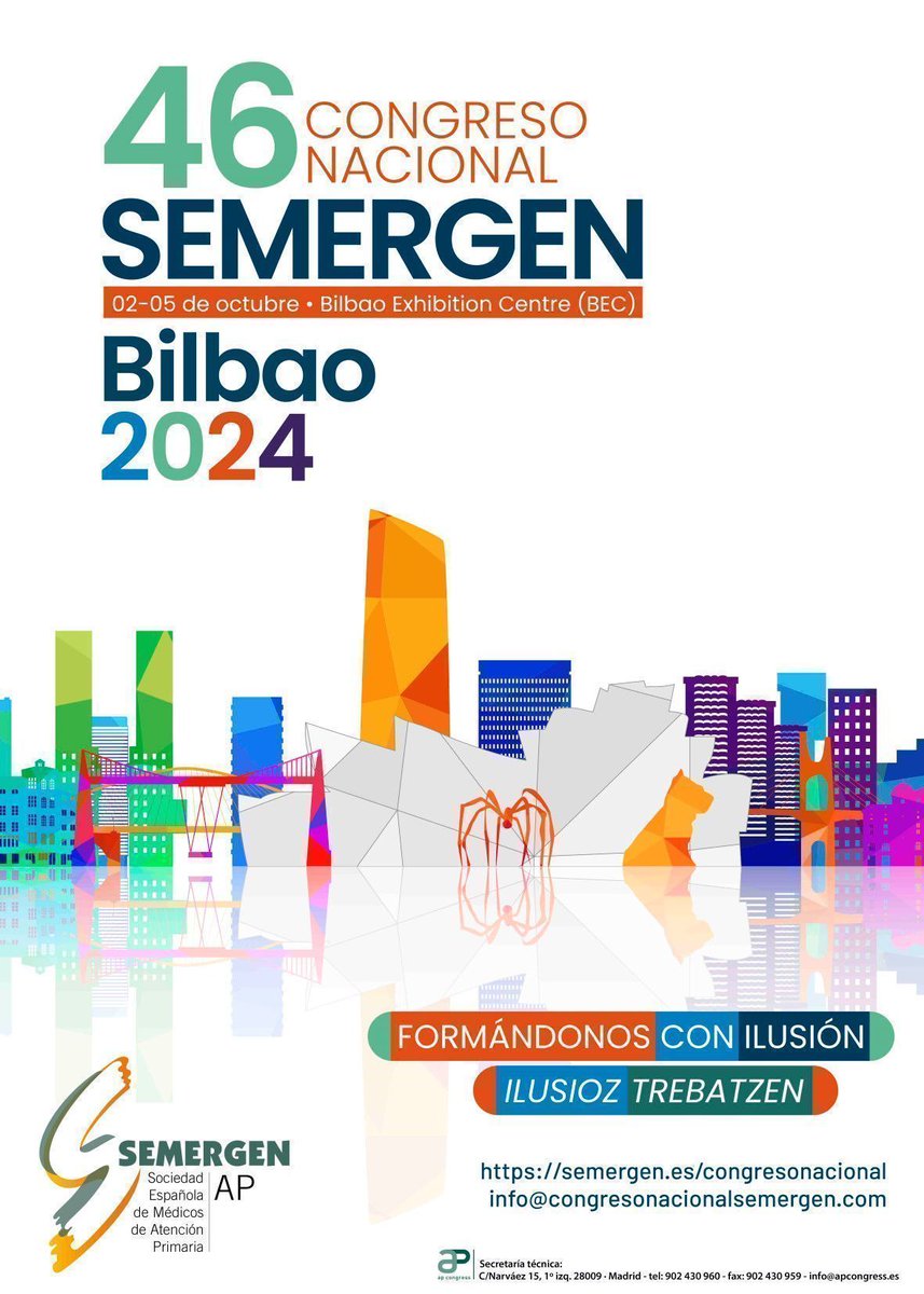 🔜 #SEMERGEN24 Del 2 al 5 Oct. en @BEC_Bilbao 46º Congreso Nacional de @SEMERGENap, lo organizamos con vosotr@s y para vosotr@s, para seguir FORMÁNDONOS CON ILUSIÓN ℹ️buff.ly/3hzZ5E9