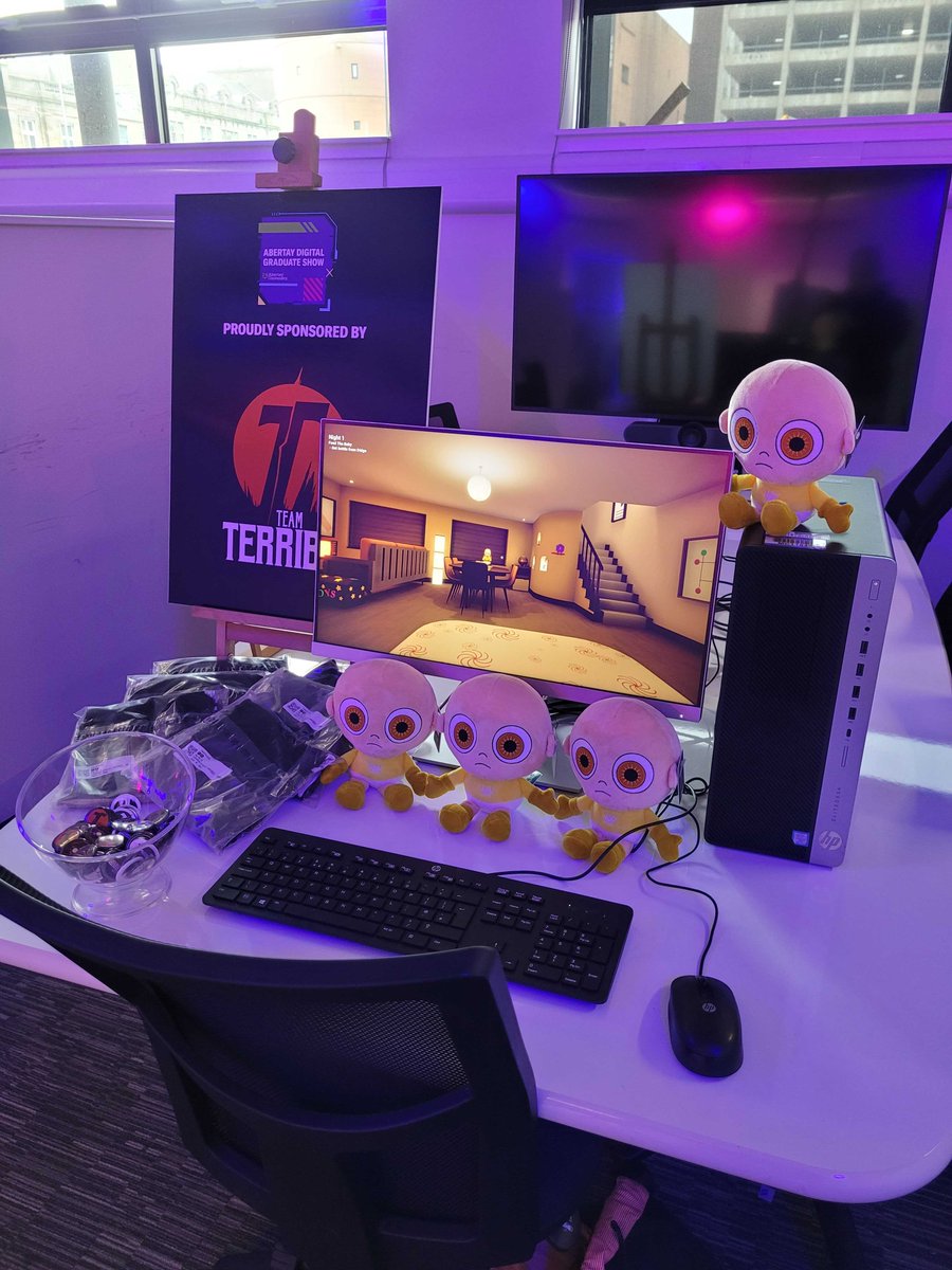 Rate our setup? 🎮🔥 We're exhibiting The Baby in Yellow at @AbertayUni today! Be sure to swing by and pay the baby a visit 👀#adgs24