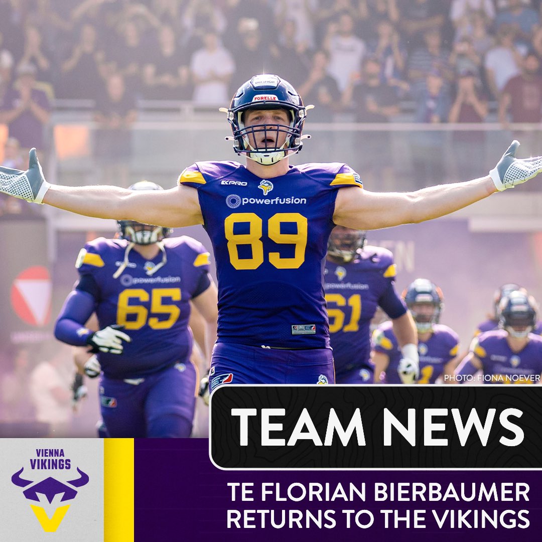 Standout TE Bierbaumer returns to the @ViennaVikings after a short stint with the NFL IPPP 🇦🇹