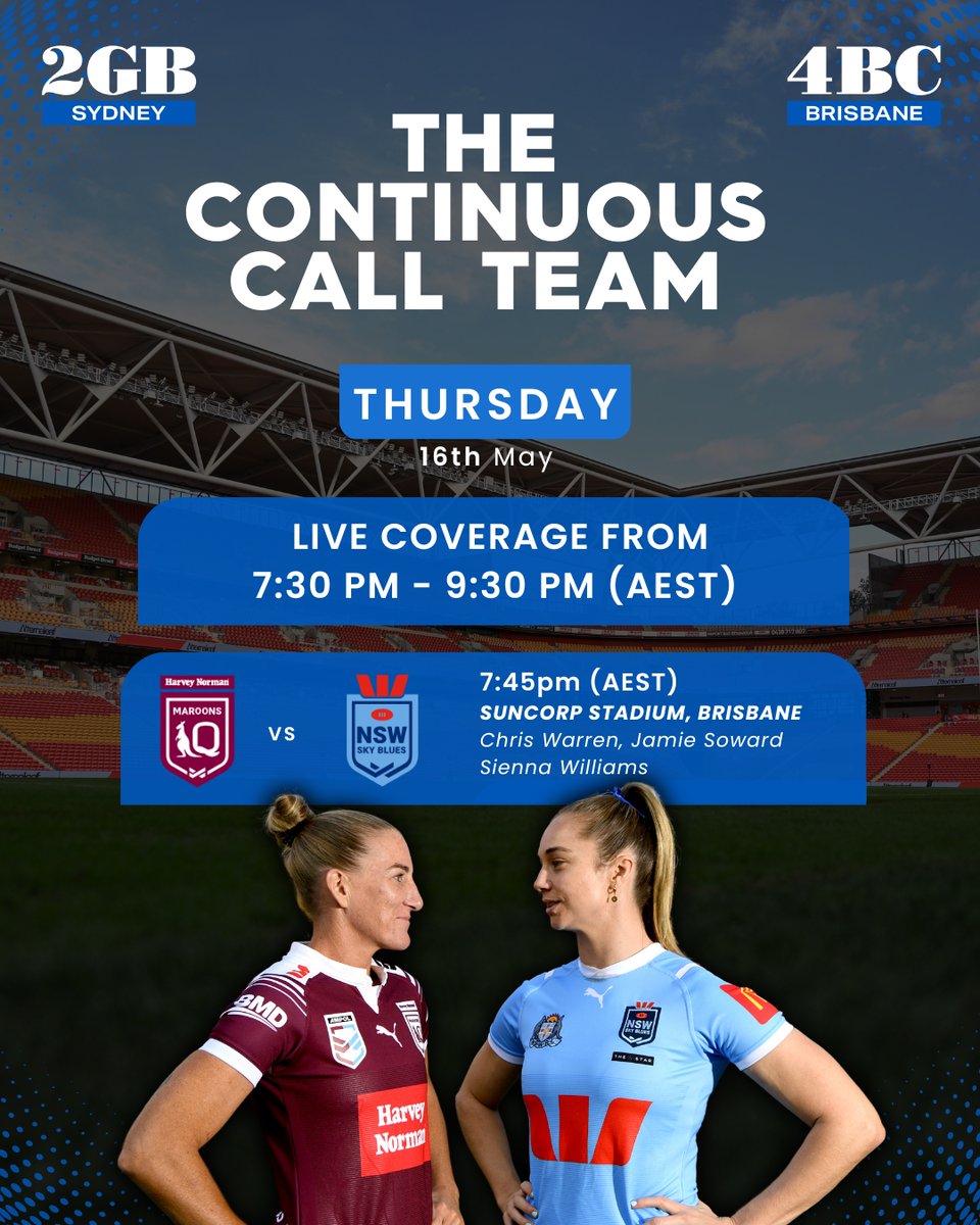 Game I of the Women's State of Origin gets underway TONIGHT with @ContinuousCall! 🔥 @ChrisWarreNRL @sowwowofficial6