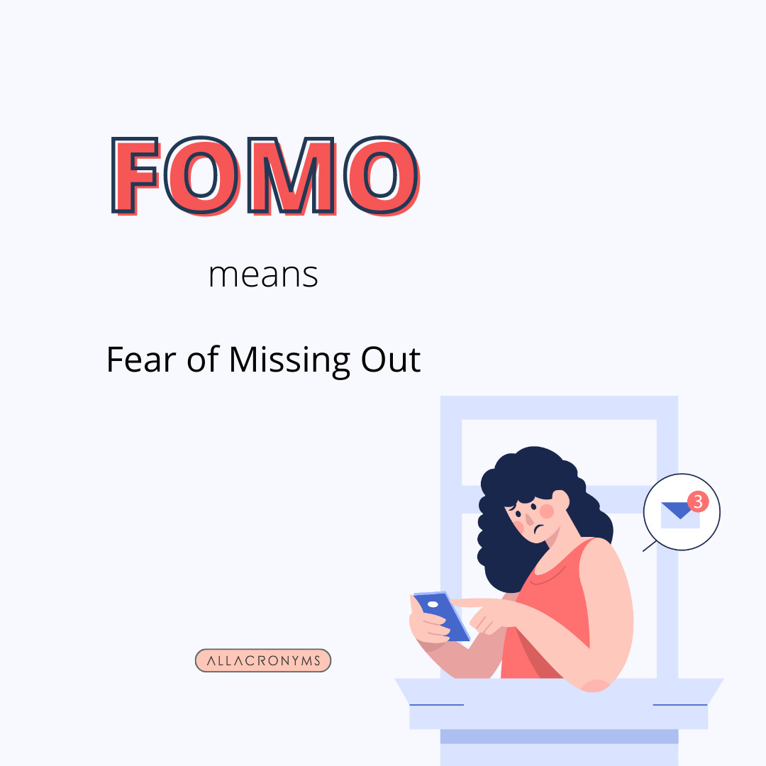 allacronyms.com/FOMO

Fear of missing out (FOMO) is the feeling of apprehension that one is missing out on information, events, experiences, or life decisions that could make one's life better.

#Abbreviations #learningEnglish #englishOnline #englishLanguage