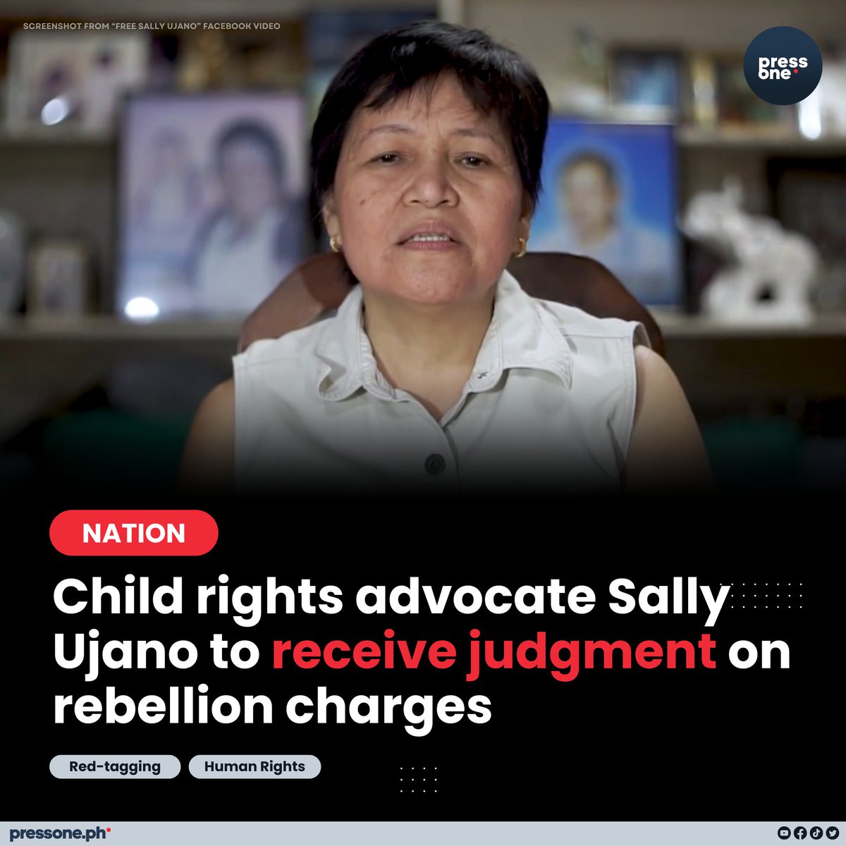 Child rights and anti-human trafficking advocate, Maria Salome Crisostomo Ujano, anticipates the promulgation of judgment on Thursday, May 16, concerning the rebellion charges brought against her. #PressOnePH