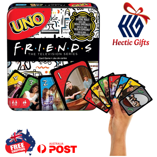 NEW Mattel - UNO Friends Special Edition Card Game ow.ly/6quz50Q3nah #New #HecticGifts #Mattel #Friends #TelevisionSeries #CardGame #Collectible #TinCase #FreeShipping #AustraliaWide #FastShipping