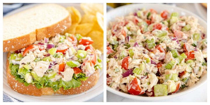 Fresh ingredients like jalapeño, onion, tomatoes, and celery all feature in this spicy Tuna Salad recipe! Crunchy and full of flavor - this is not your average tuna salad! #tunasalad #tuna #salad #southwestern #kyleecooks kyleecooks.com/tuna-salad/