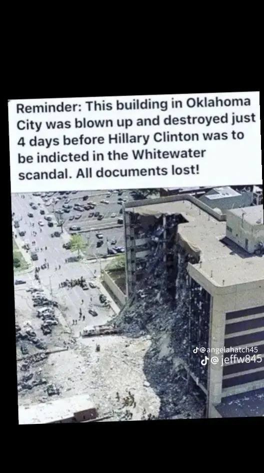 🚨Reminder: 👀 This Building in Oklahoma City was blown up & Destroyed just 4 Days before Hillary Clinton was to be indicted in the Whitewater Scandal… All Documents Lost. Convenient. 👀