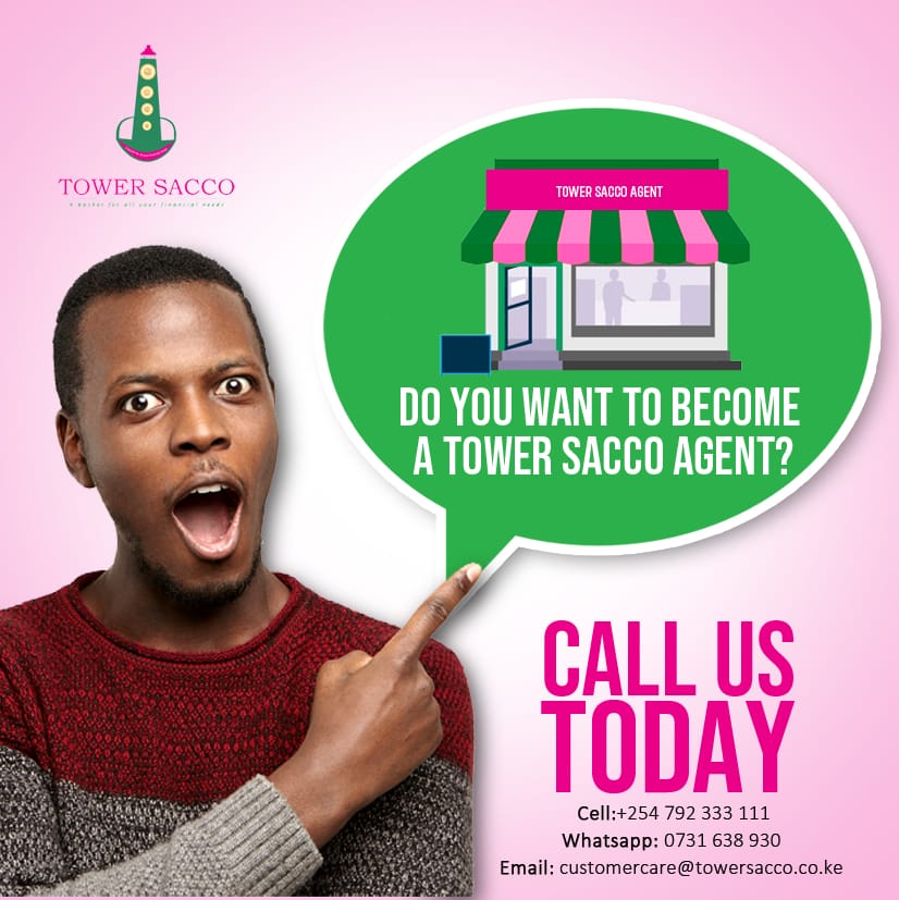 Do you desire to be a Tower sacco Agent?

Whether your in the city or upcountry,join the fastest Agency growing brand today.

Join us today and enjoy our exceptional services.

Call 0792 333 111 for information.

#AgencyBanking
#HappyThursday