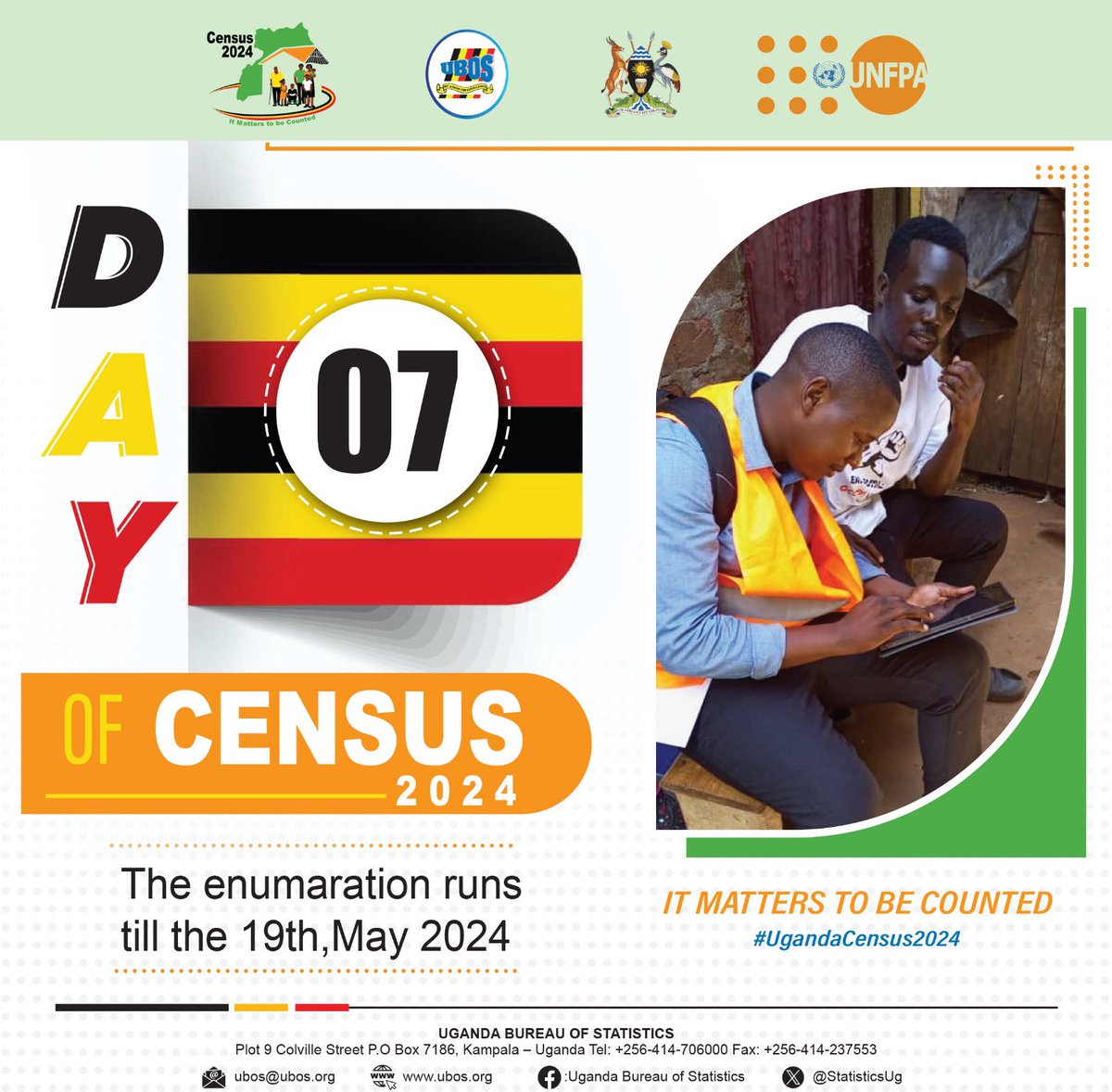 DAY 7🗓️ Make Your Voice Heard📣 It’s crucial that every Ugandan is counted. Remember, every single person matters, and every response makes a difference. By participating, you'll help. #UgandaCensus2024