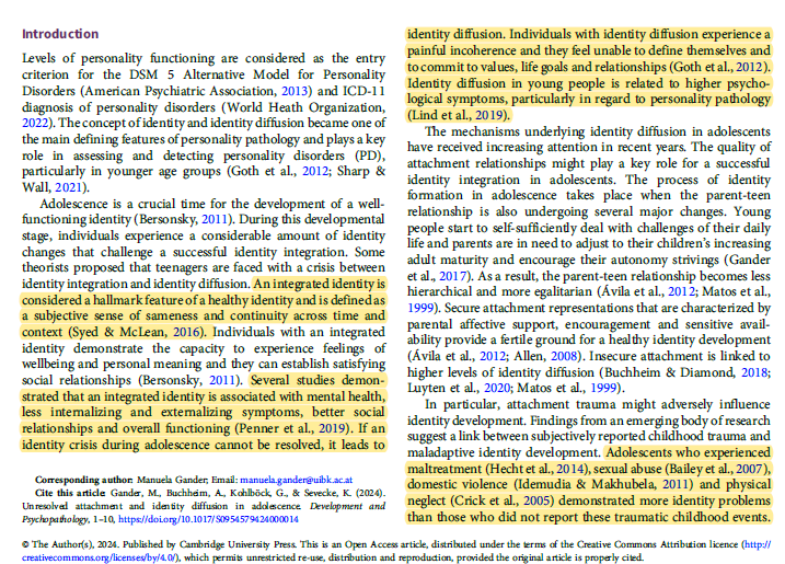 Here we can glean why gender identity ideology, 'gender fluidity,' 'gender expansiveness' & other similar Gnostic terms are more accurately understood as identity diffusion. It is the failure to integrate one's sense of self & internal coherence, not about 'being born in the