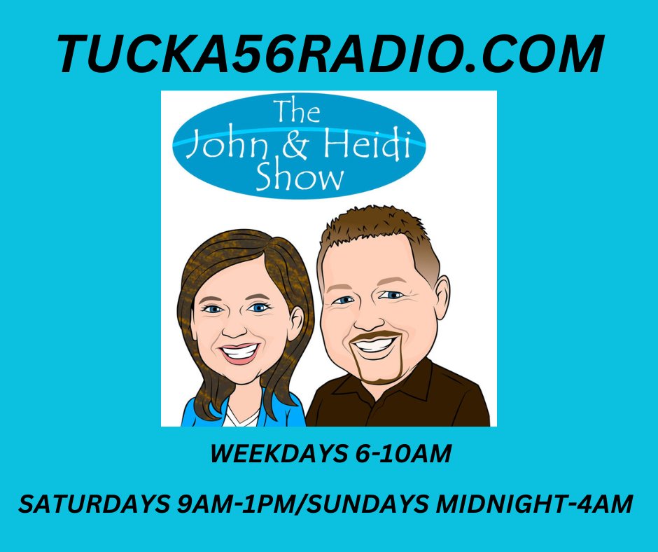 John & Heidi 6-10am #ontheradio
#ThrowbackThursday
In The US and around the world 
 #TUCKA56RADIO 
#ListenNow 
#BTSSpotlight 
6AM  TOO SAD TO DANCE
7AM  PATH
8AM   NEURON
9AM   STANDING NEXT TO YOU
Your No. 1 #HitMusicStation 
TUCKA56RADIO.COM 
radio.garden/listen/tucka56