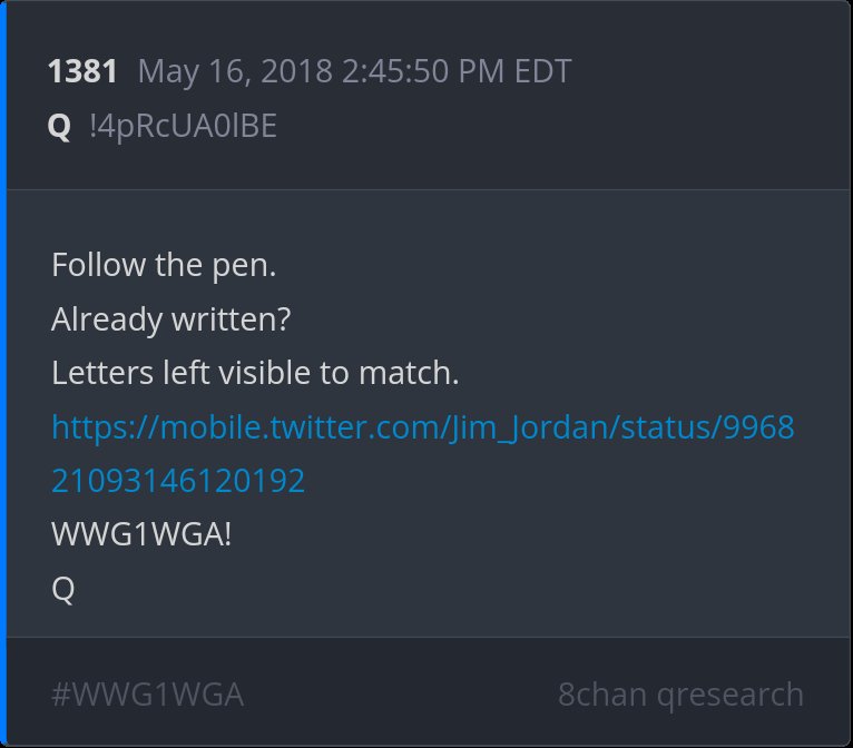 6 year Delta - Follow the pen. Already written? Letters left visible to match. mobile.twitter.com/Jim_Jordan/sta… WWG1WGA!