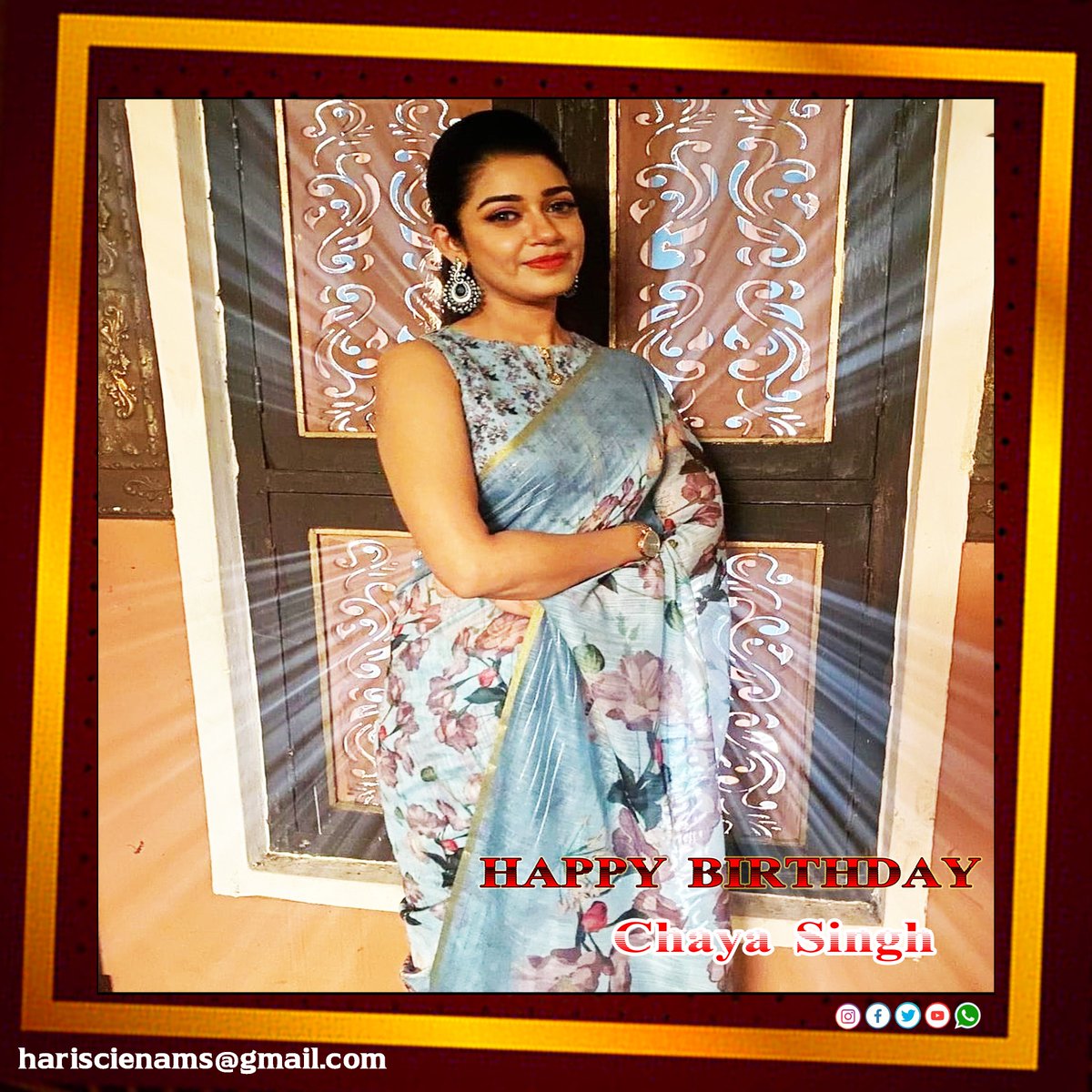 Wishing the gorgeous actress #ChayaSingh a very happy birthday !❤ 
#HBDChayaSingh @chayasingh16 #hariscinemas