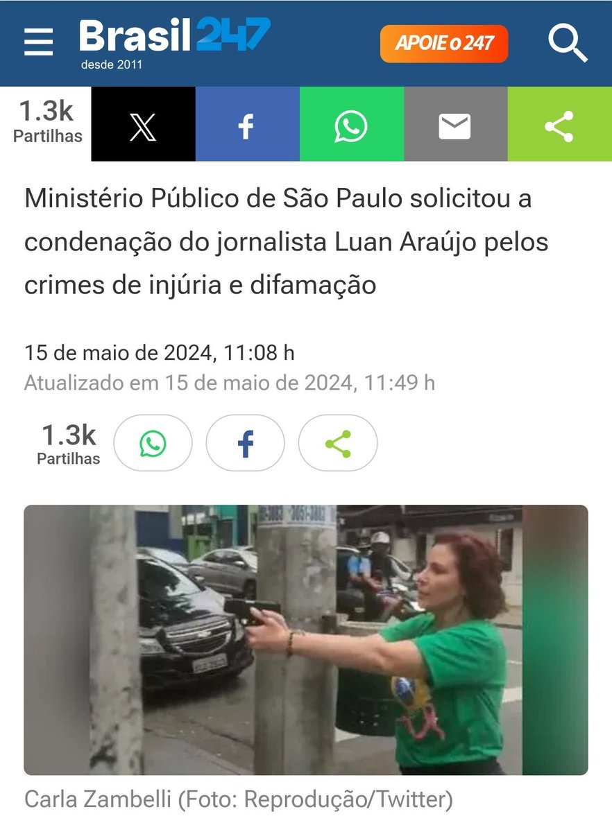 Vcs já sabem em quem esse promotor votou né?! É falta de Caráter q chama, acusar a vítima de ser o criminoso?! @mpsp_oficial 'MP pede condenação de homem negro que foi alvo de perseguição armada por Carla Zambelli em São Paulo'.