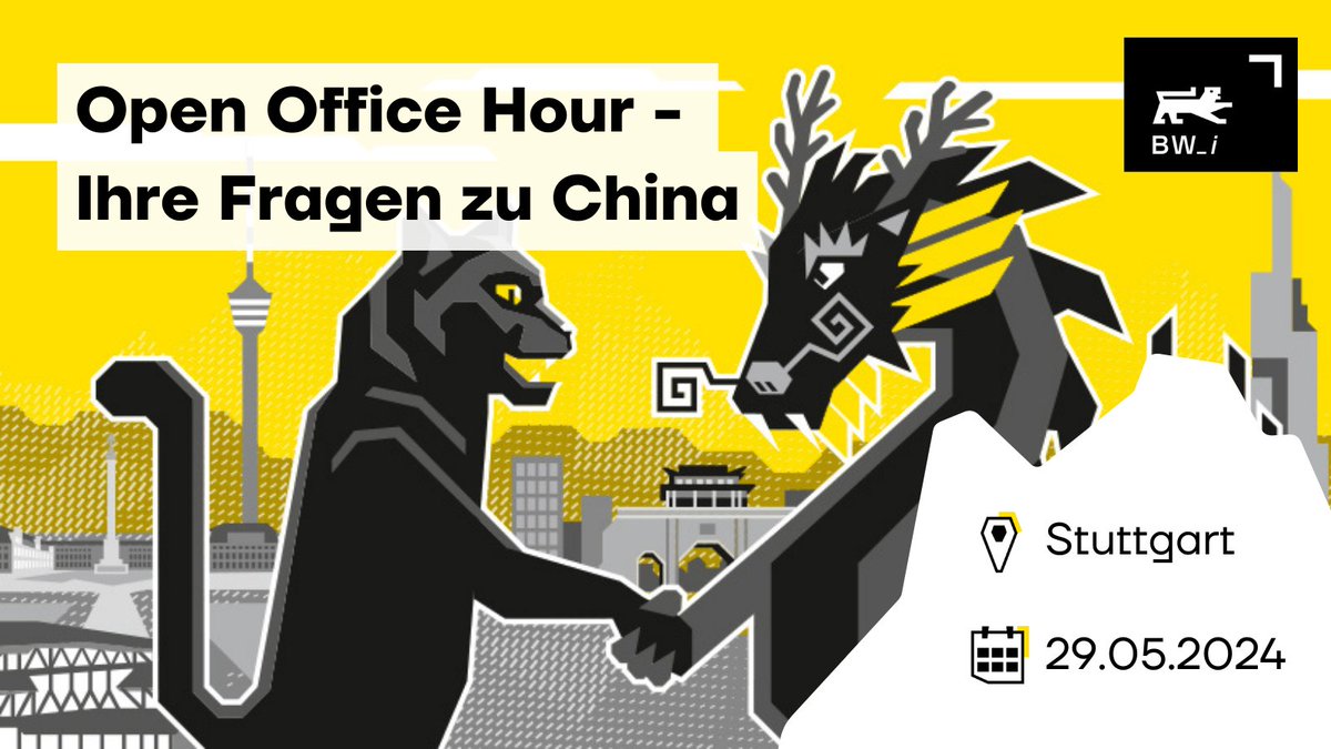 📣 Unternehmen mit Interesse an #China aufgepasst! Baden-Württembergs Wirtschaftsrepräsentant in China bietet am 29.5. eine #OpenOfficeHour an, während der Sie sich persönlich zum dortigen Markt beraten lassen können. 👉 Anmeldung bis zum 24.5.24 unter bit.ly/4dJo5VO.