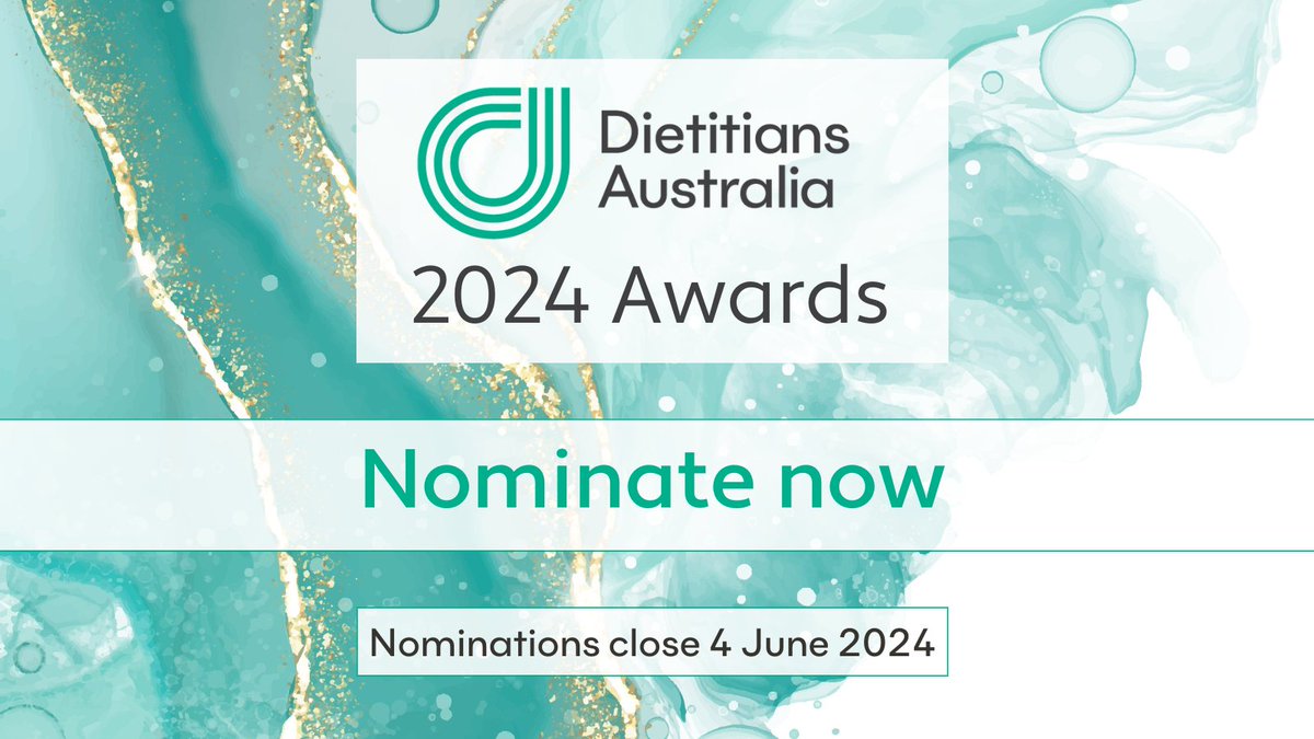 The @dietitiansaus 2024 awards are now open! Nominate a #dietitian colleague who deserves recognition for their outstanding contribution to the profession. Nominations close at 11:59pm (AEST) on Tuesday 4 June 2024. Check out each award: bit.ly/49W3qLk