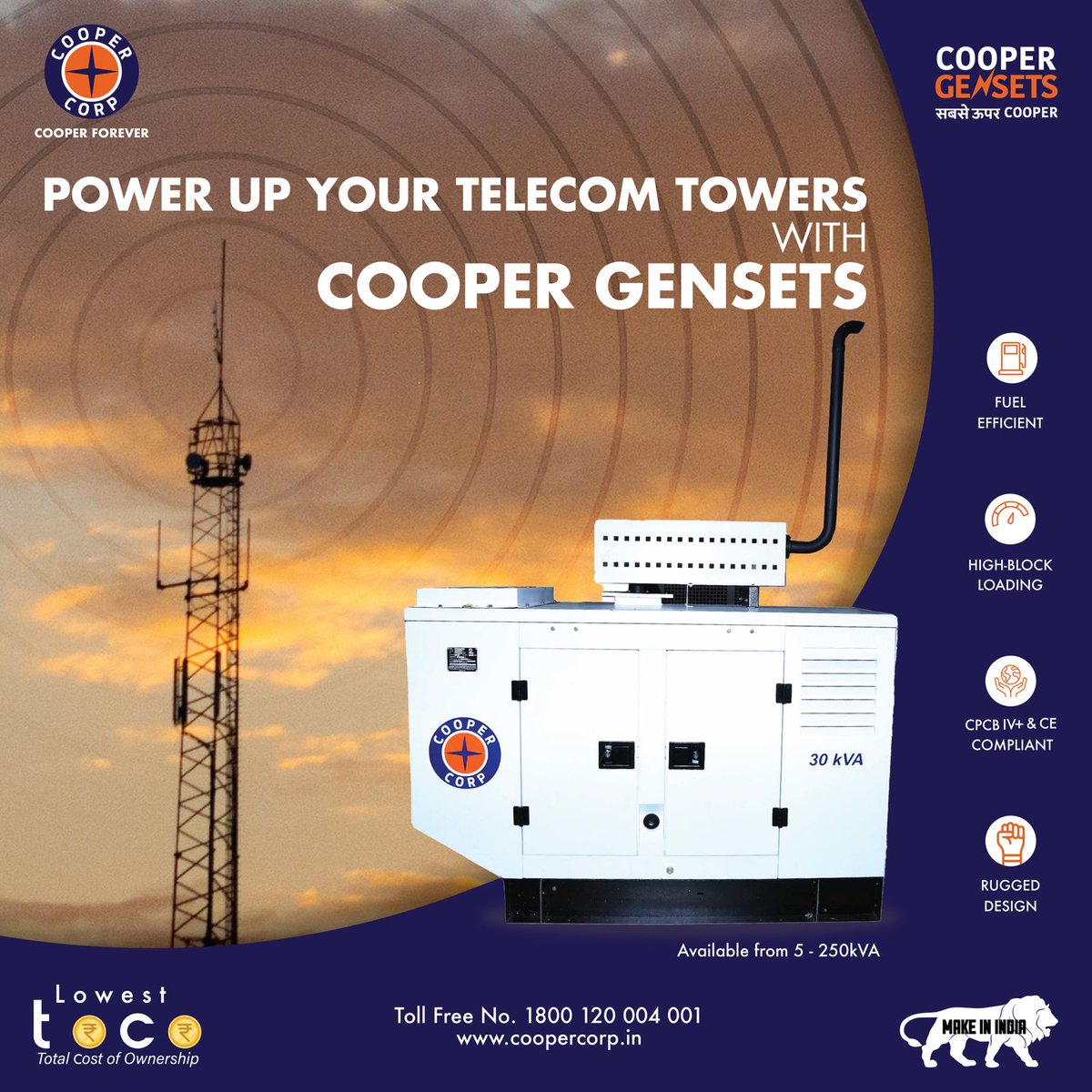 Empower your network with Cooper Gensets for reliable telecom towers performance.

#sabseoopercooper
#gensets
#coopergensets
#telecompower