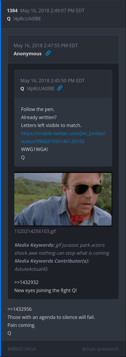 6 year Delta - Media Keywords: gif jurassic park actors shock awe nothing can stop what is coming Media Keywords Contributor(s): AstuteActual45 >>1432932 New eyes joining the fight Q! >>1432956 Those with an agenda to silence will fail. Pain coming.