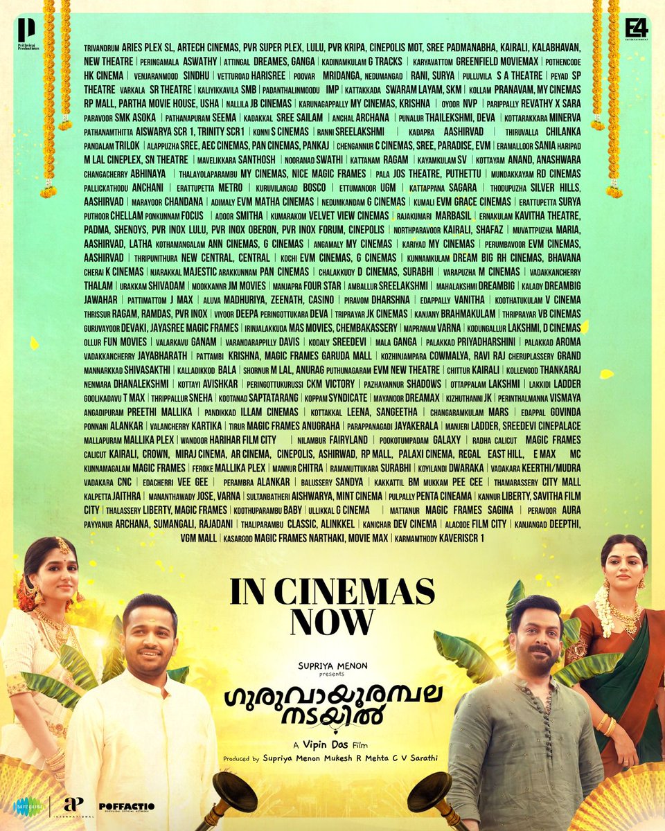 #GuruvayoorambalaNadayil Kerala theatre list, in cinemas now