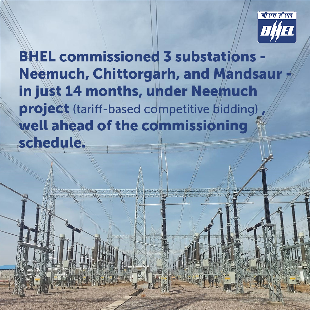 #BHEL has been honoured by POWERGRID at the CEO Meet 2024 for its remarkable achievement in commissioning three critical substations under the Neemuch REZ TBCB project ahead of the contractual schedule, despite facing initial challenges.

Sh. Vinay Kumar Bassi, Executive Director
