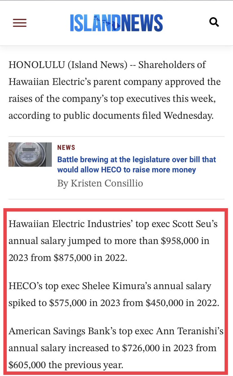 HECO - Wants to RAISE RATES AGAIN?! ⚠️⚠️
@ResidentAlienHI 
@MauiFreedomTV 
In the past year, the company’s stock has plummeted nearly 70%, mainly due to the impacts of the MAUI WILDFIRES where HECO has been at the center of a slew of lawsuits against them.
#LahainaFire
#MauiFires