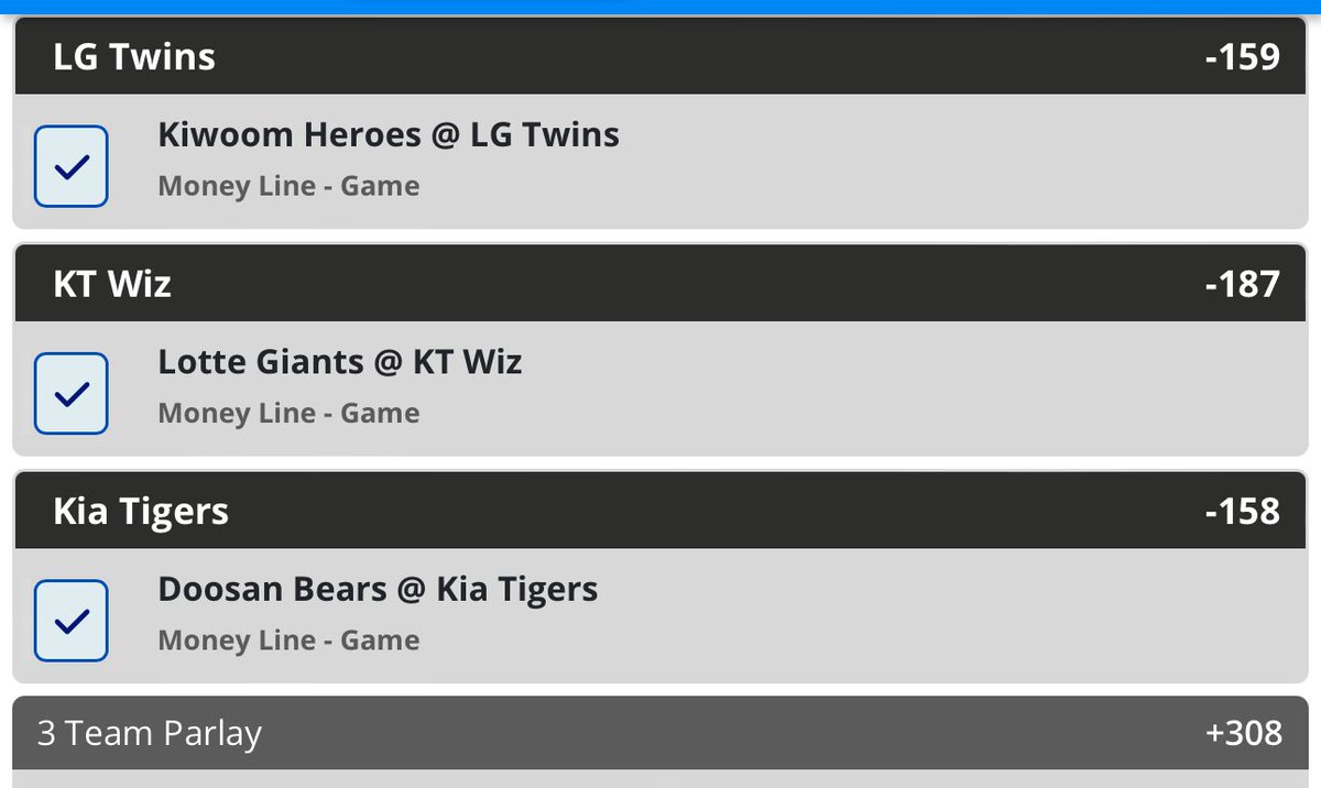 KBO 3 Teamer 🇰🇷 ⚾️ +308

Sportsbook: Sportsbetting.ag