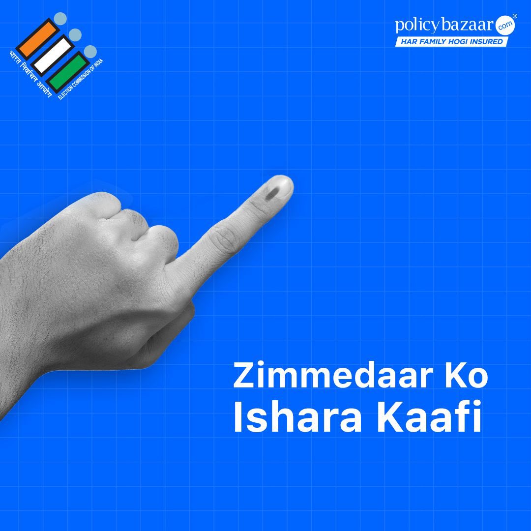 Your one vote has the power to build a nation. Vote responsibly. @ECISVEEP #Policybazaar #ElectionCommission #Vote