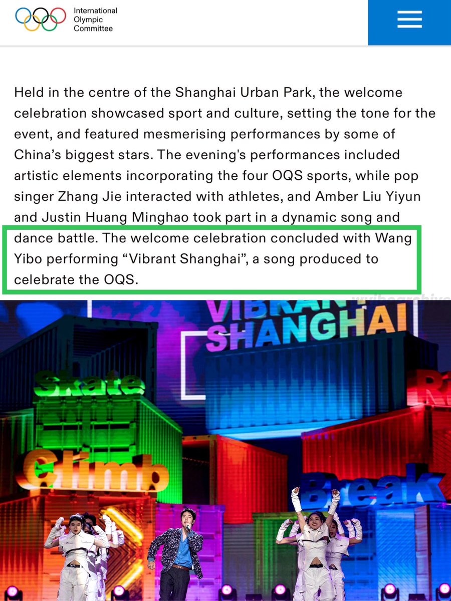 📝 | Wang Yibo’s performance for the opening ceremony of the Olympic Qualifier Series Shanghai is on Olympics official website

Link: olympics.com/ioc/news/olymp…

#WangYibo_Olympic2024 #WangYibo #WangYibo王一博 #王一博