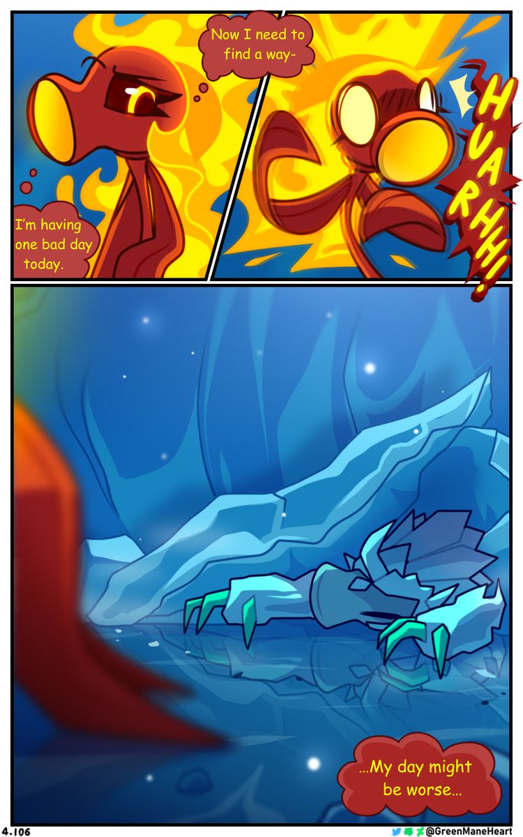 GreenManeHeart's tweet image. Fire and Ice Chapter 4: Fight Fire with Ice - PART 2
(final part)
Page 104 - 107 (continuation from PART 1)
More pages will continue in the thread π§΅ as always over the next few days, so please stay tuned~
#plantsvszombies #pvz2 #pvz #fancomic #pvzcomic
