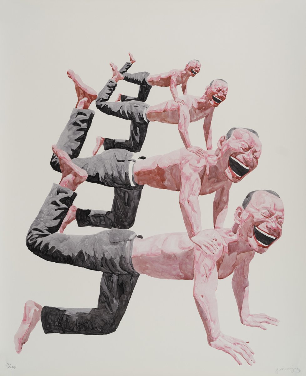 EAC_SPACE's tweet photo. ////Easy to buy online.
////WhatsAPP +852 9470 2093
Smile-ism
https://t.co/eYxuRhC0IX

In fantastical paintings populated with heightened, hysterical self-portraits, Yue Minjun 岳敏君 satirizes contemporary society and art historical tropes. Yue paints himself in fluorescent hues with a gaping grin. He occasionally multiplies his likeness, making his compositions even more menacing; his style has made him a pioneer of China’s Cynical Realism movement. Yue’s influences include Chinese socialist realism, Surrealism, and European classical paintings. He studied oil painting at Hebei Normal University in Shijiazhuang and has exhibited in Hong Kong, Berlin, Shenzhen, Shanghai, London, Basel, and New York. Yue has been the subject of numerous institutional shows at venues such as the Macao Museum, the ARoS Aarhus Art Museum, the National Art Museum of China, the Kunstmuseum Bonn, and the Museum of Fine Arts in Bern.

#yueminjun #岳敏君 #smile #artist #artcollector #chinacontemporaryart #artwork