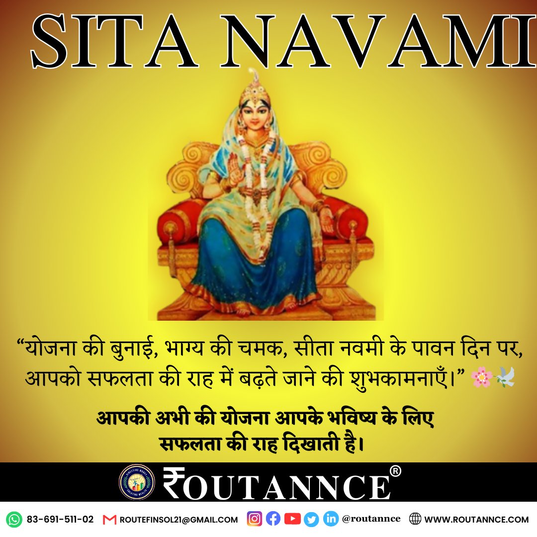 Celebrate the virtues of devotion and courage on Sita Navami. 
May Goddess Sita’s blessings illuminate our lives with love and righteousness. 🙏✨

#SitaNavami #JanakiNavami  #CulturalHeritage #Devotion #Courage #Righteousness #BlessingsFromSita #FestivalOfFaith #TraditionAndJoy