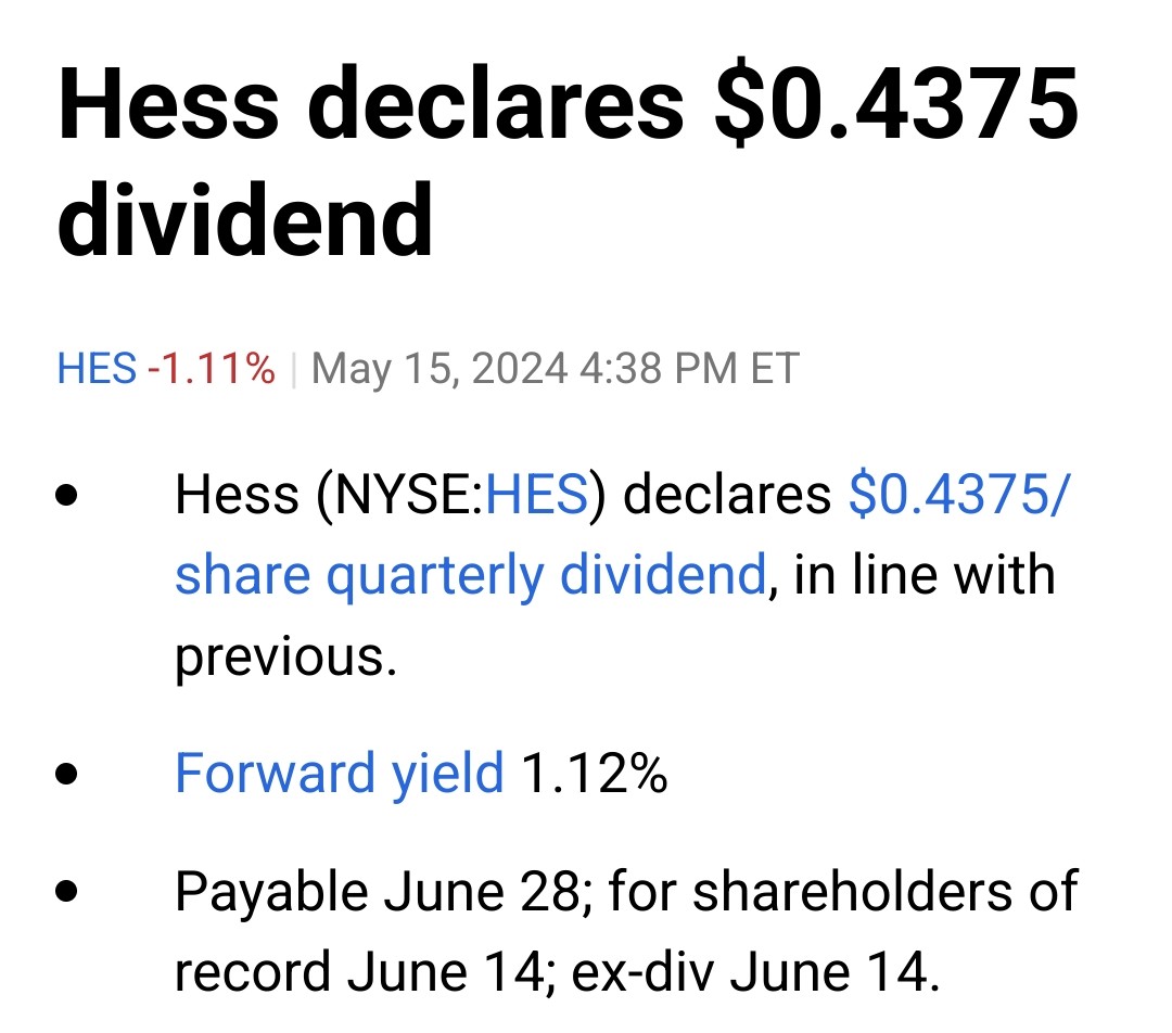 $HES
#dividends
#investing 
#financialindependence